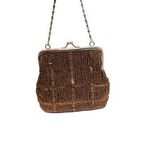 Beaded Purse Bijoux Terner Vintage Golden Brown Beaded Purse